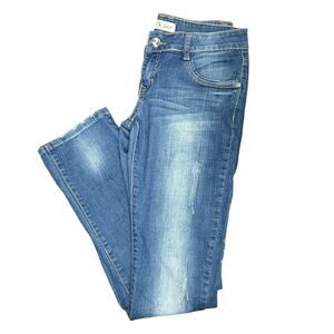 Y2K Bedazzled Medium‎ Wash Straight Leg Jeans Size 7